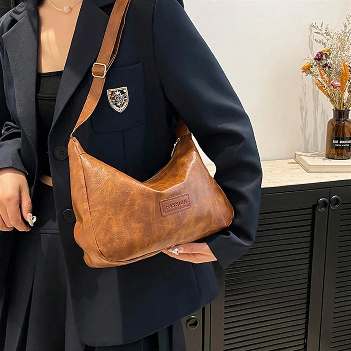 Women PU Crossbody Bag Adjustable Shoulder Strap Shoulder Bag For Shopping, School, Travel