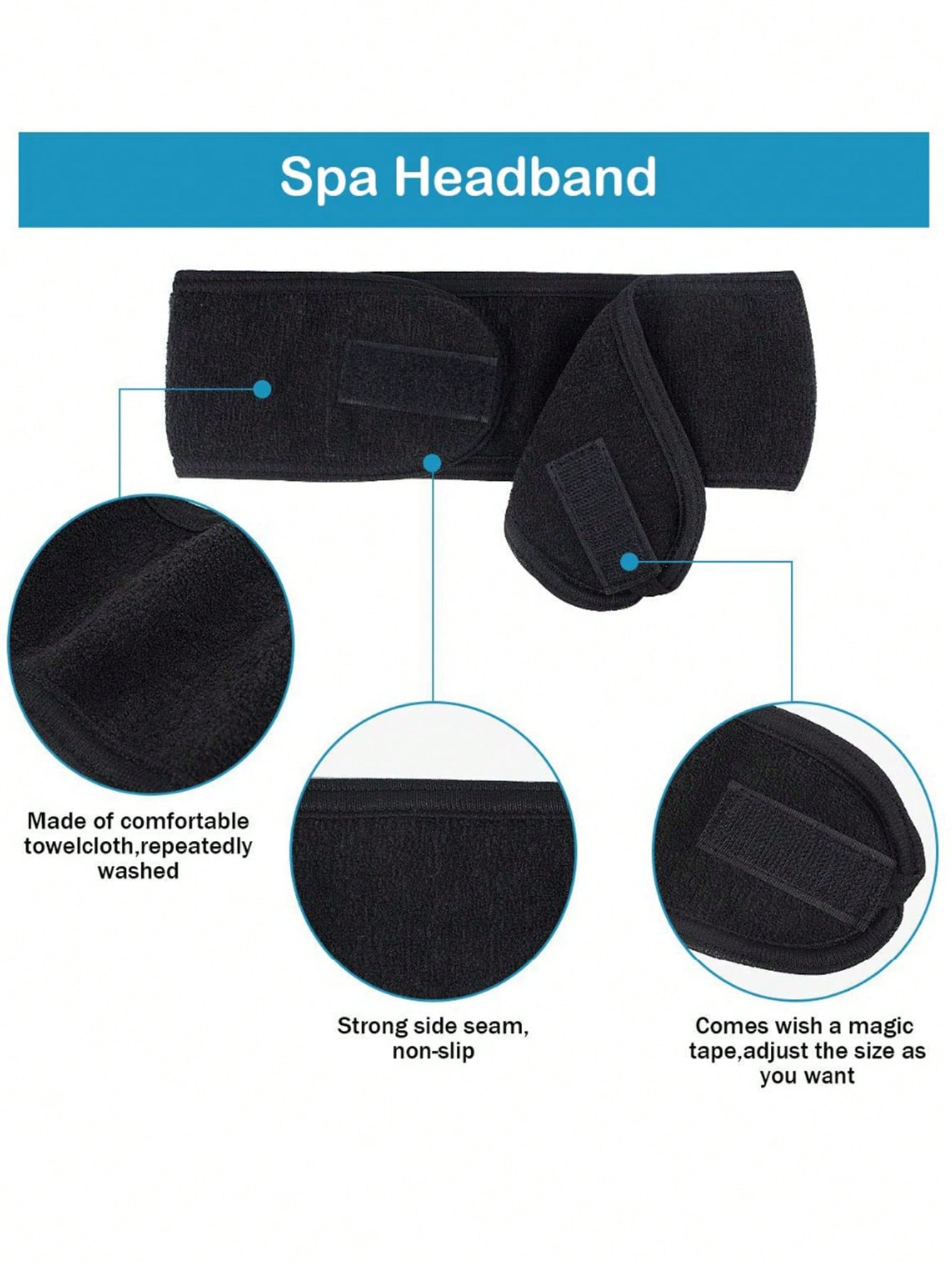 Women's Adjustable Wide Headband, Yoga, Spa, Bath, Shower, Makeup, Face Washing, Beauty Hair Hoop, Makeup Accessory, Christmas Gift
