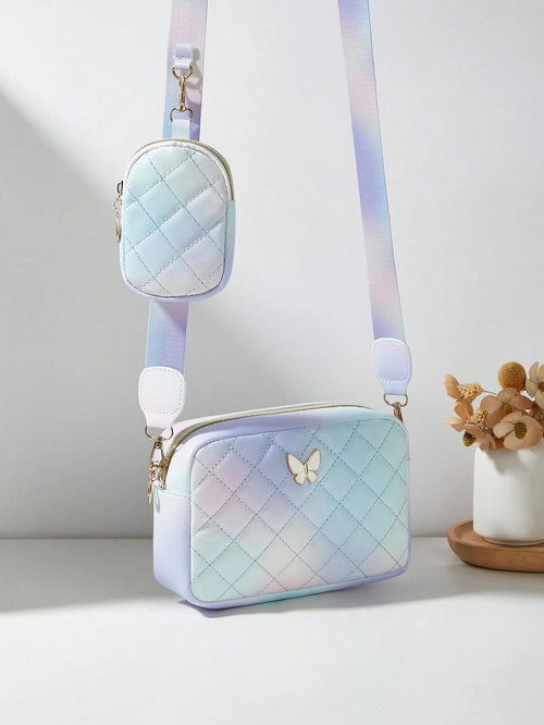 Women's Butterfly Shoulder Bag, Quilted Crossbody Bag, Small Pouch Wallet
