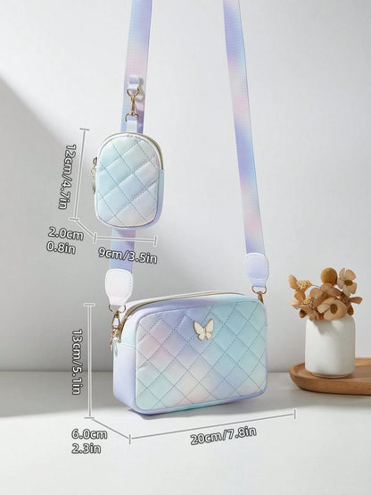 Women's Butterfly Shoulder Bag, Quilted Crossbody Bag, Small Pouch Wallet