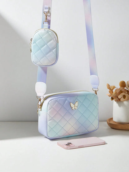 Women's Butterfly Shoulder Bag, Quilted Crossbody Bag, Small Pouch Wallet