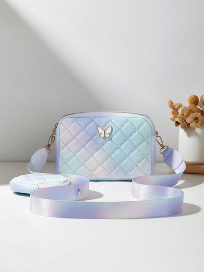 Women's Butterfly Shoulder Bag, Quilted Crossbody Bag, Small Pouch Wallet