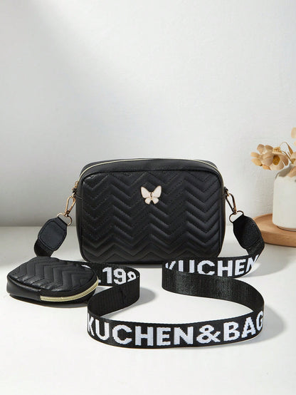 Women's Butterfly Shoulder Bag, Quilted Crossbody Bag, Small Pouch Wallet