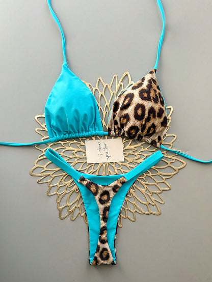 Women's Casual Pink Leopard Print Bikini Set, Camisole Top Paired With High-Waisted Swim Bottoms, Medium Stretch Fabric Vacation Beach Summer