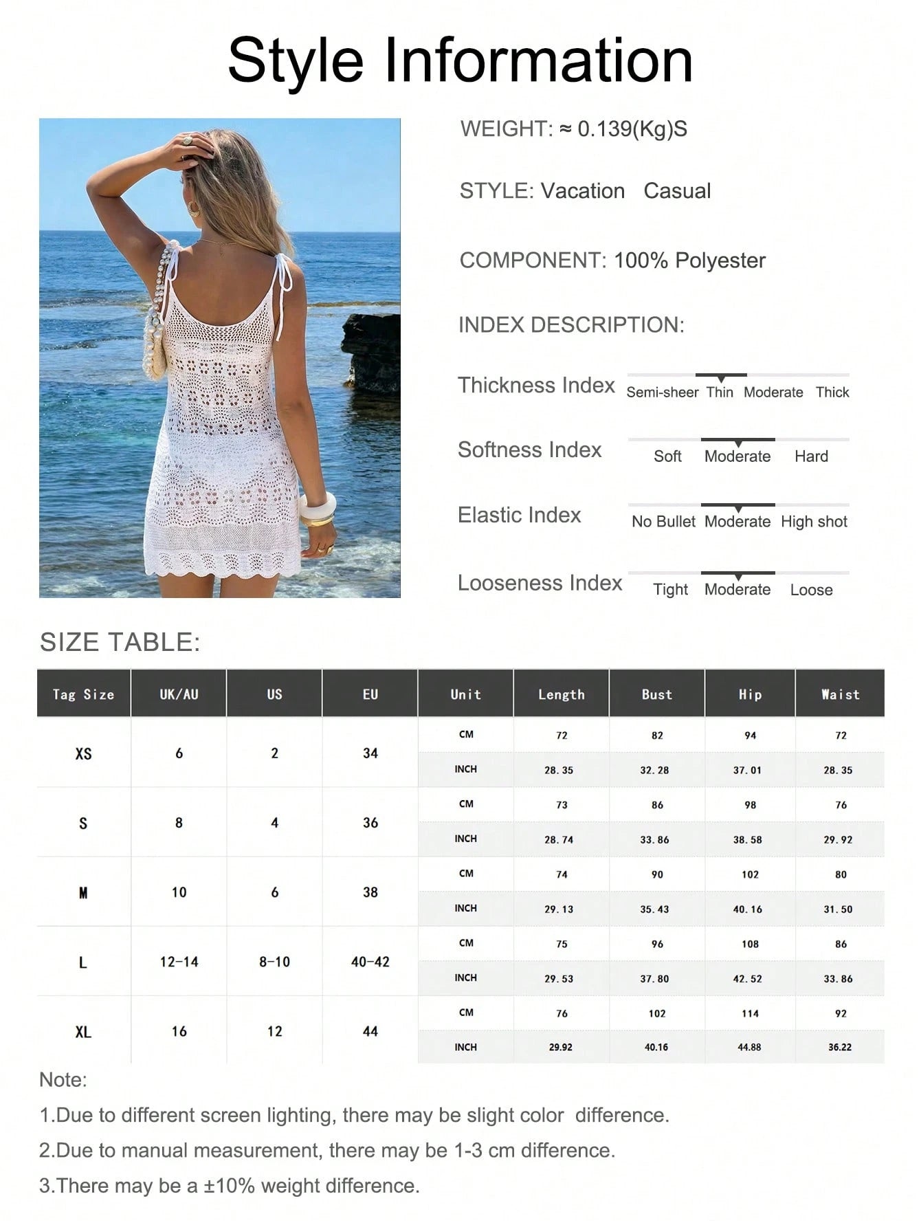 Women's Crochet Lace Hollow Out Knit Sexy Sheer Sleeveless Lace-Up Bohemian Beach Vacation Mini Dress, White Summer