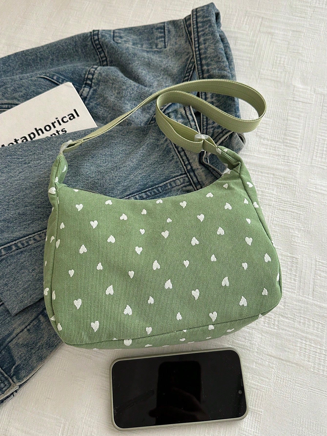 Women's Decorative Buckle Detail Stitching Chain Shoulder Strap Shoulder Bag Street Fashion Hobo Bag