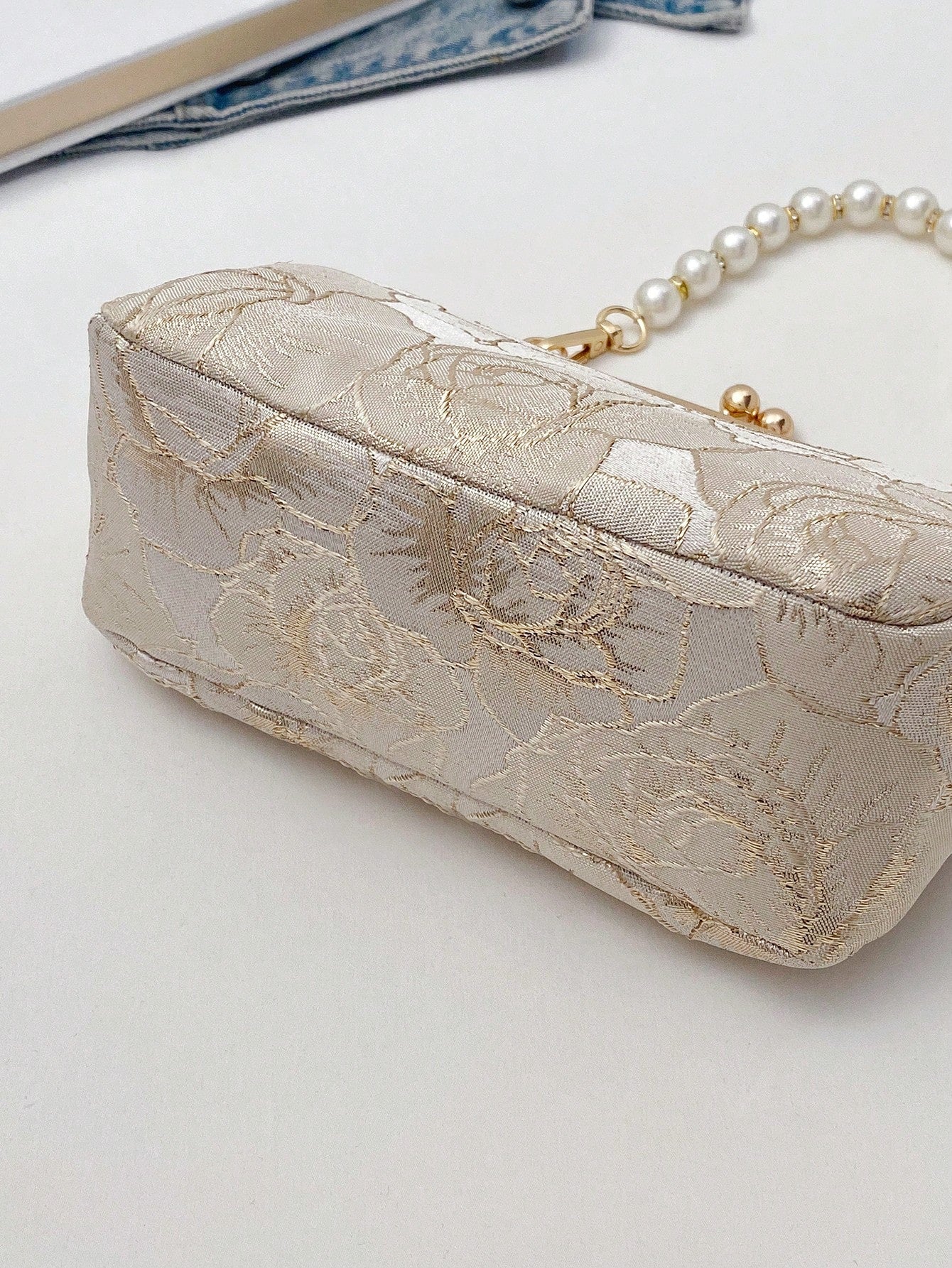 Women's Elegant Beaded Embroidered Tassel Floral Print Handbag, Clutch Purse, Suitable For Evening Party, Wedding, Banquet,Bride