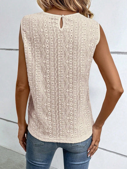 Women's Elegant Lace Sheer Back Camisole, Suitable For Vacation