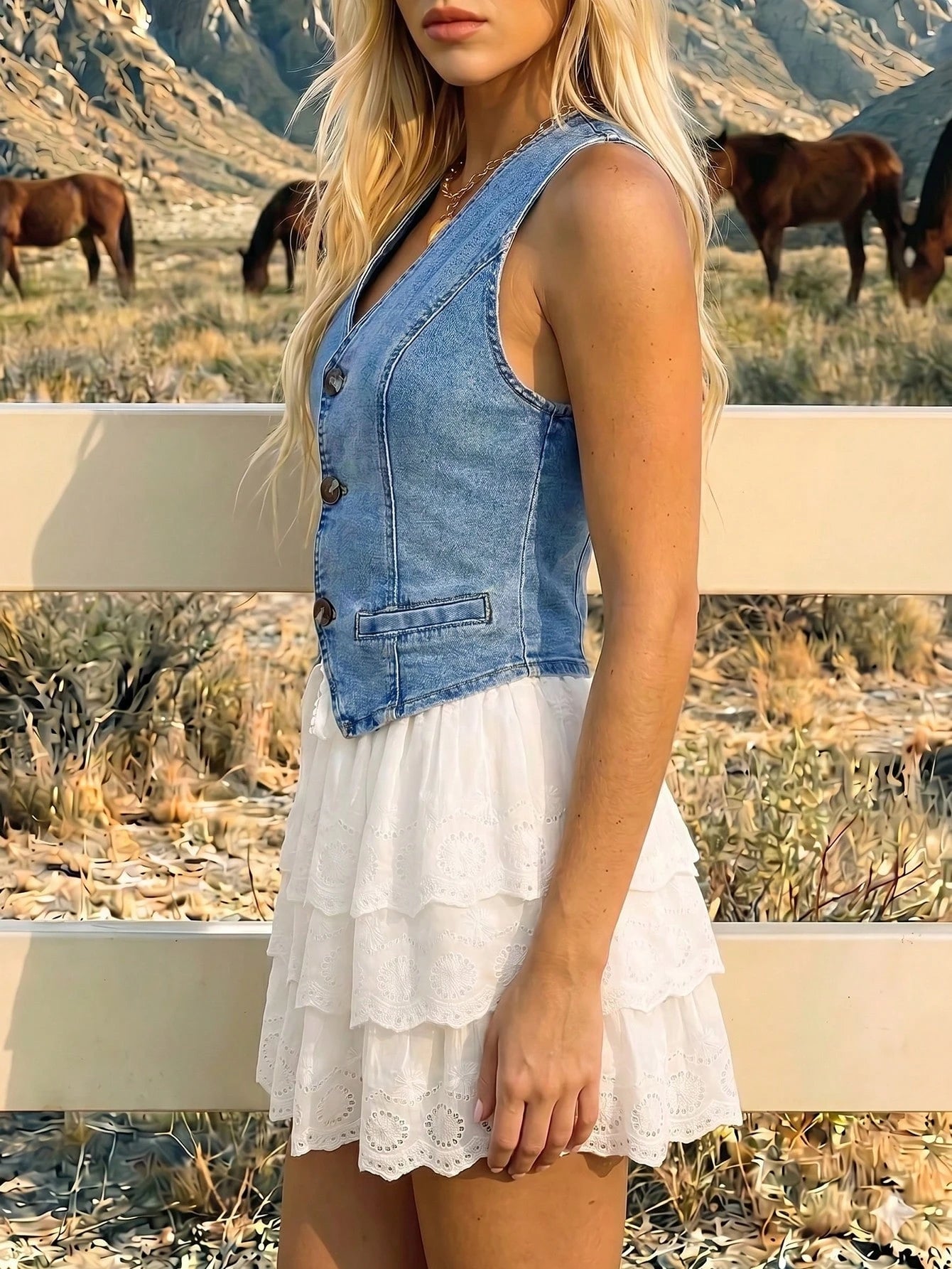 Women's Elegant Sleeveless Minimalist Denim Tank Top, Summer Clothing Casual