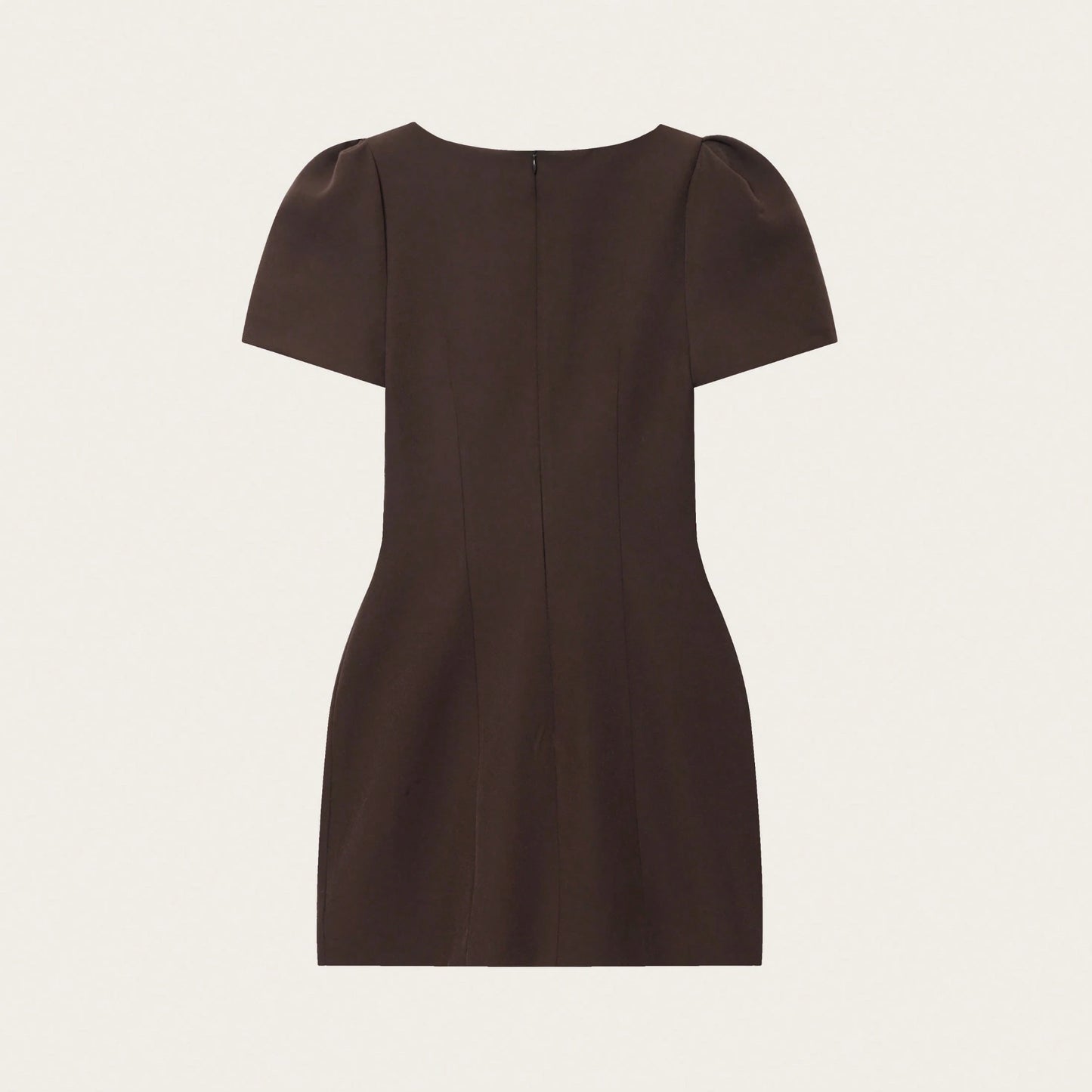 Women's Elegant Summer Dress Crew Neck Puff Short Sleeve Mini Bodycon Sheath For Evening Party Wedding Guest Office Work Casual Formal Occasions Brown