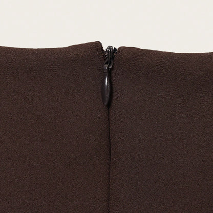 Women's Elegant Summer Dress Crew Neck Puff Short Sleeve Mini Bodycon Sheath For Evening Party Wedding Guest Office Work Casual Formal Occasions Brown