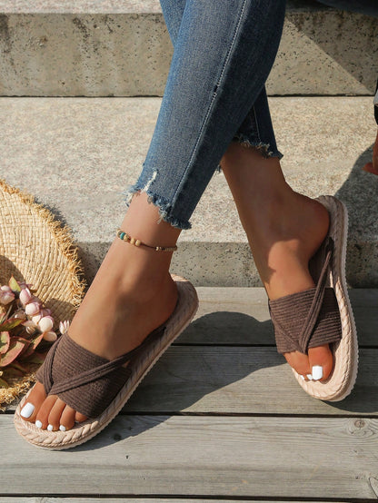 Women's Fashion Beach Flip Flops, Open Toe Slippers, Holiday Essential, Beach Shoes, Holiday, Flat, Plus Size Thong Sandals