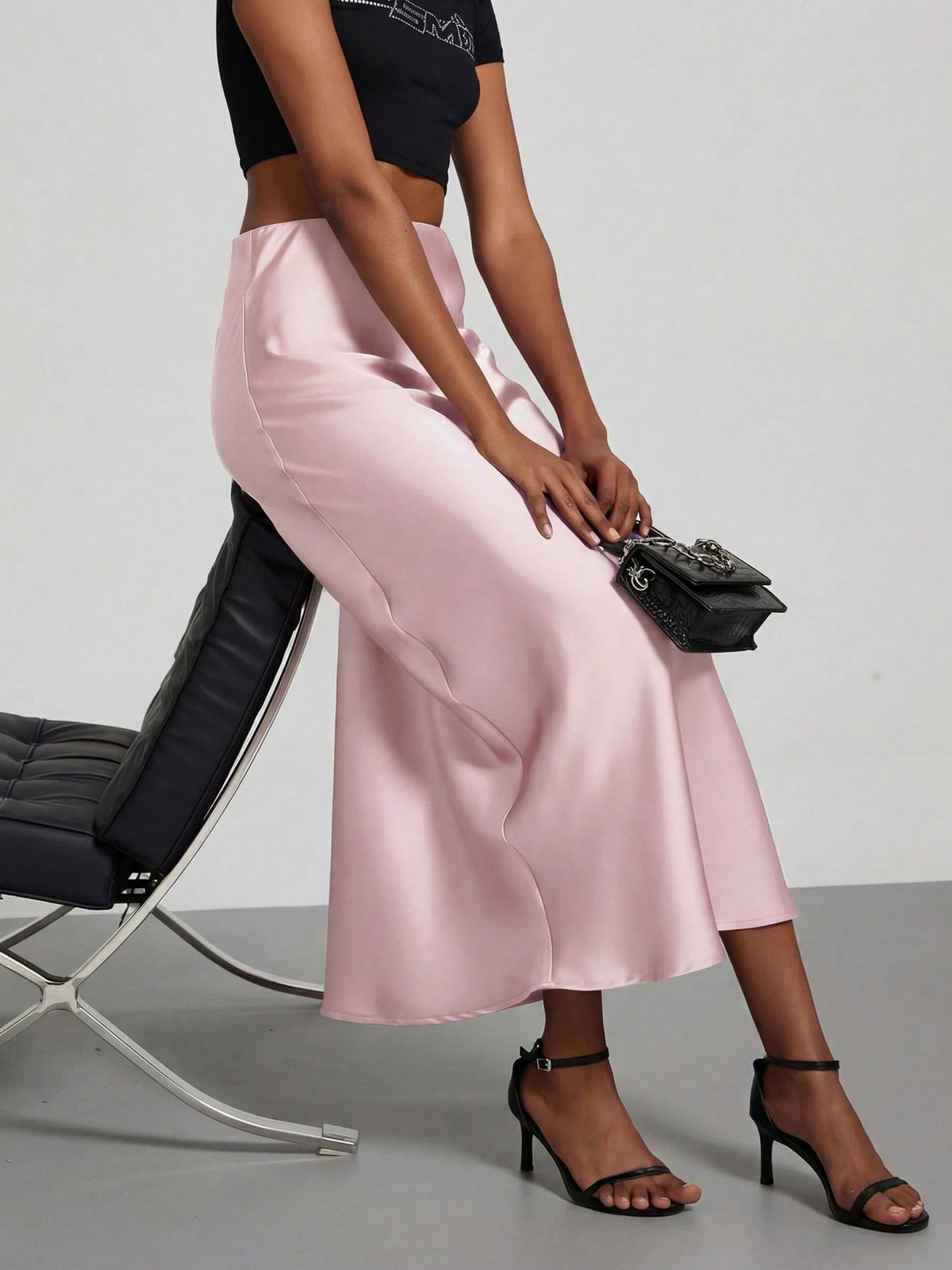 Women's Fashion Elastic Satin Feeling Satin Maxi Skirt, Suitable For All Seasons Pink Elegant Spring