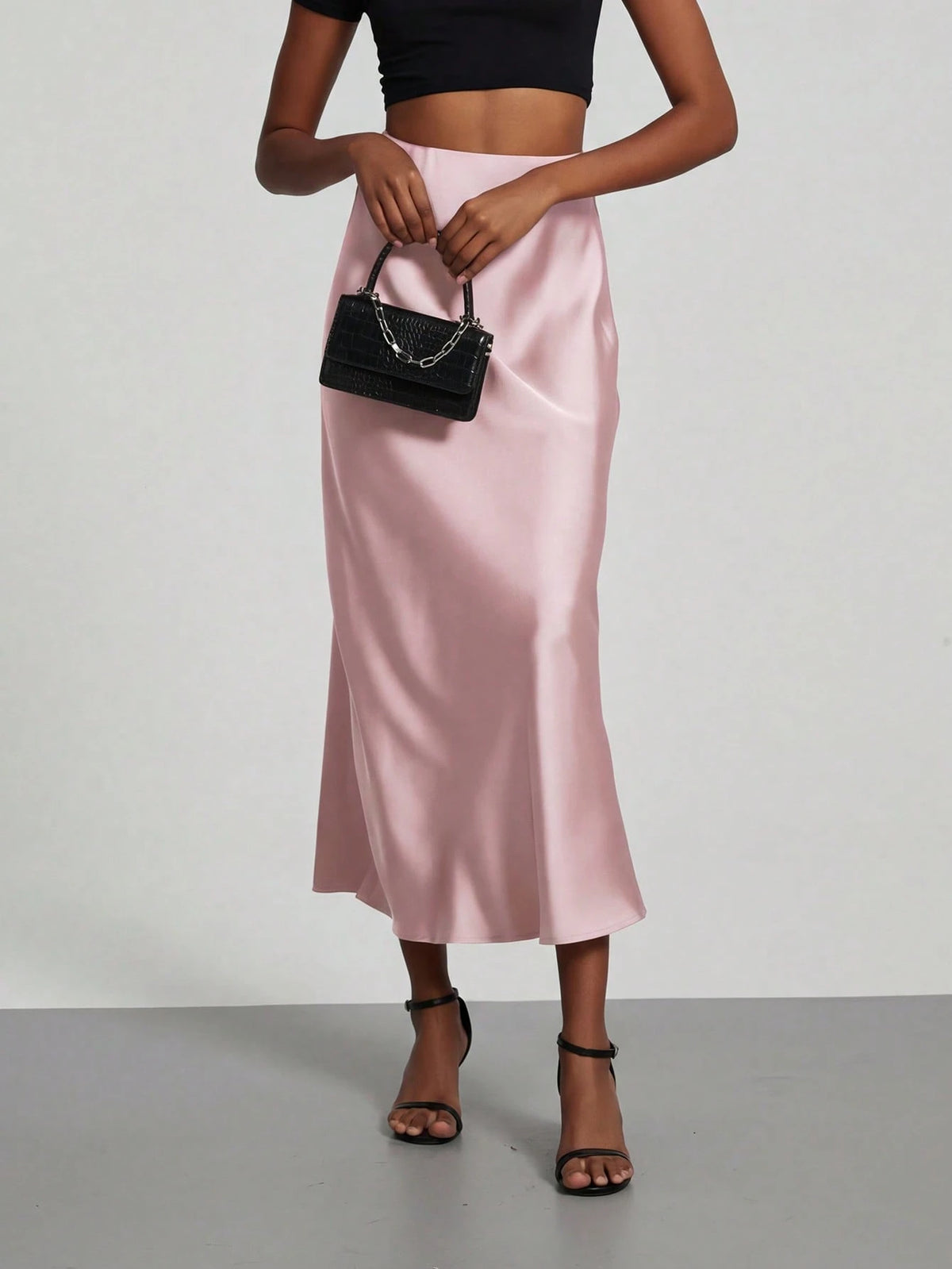 Women's Fashion Elastic Satin Feeling Satin Maxi Skirt, Suitable For All Seasons Pink Elegant Spring