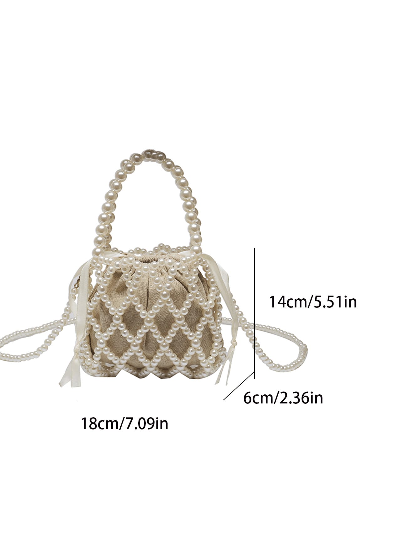 Women's Fashion Mini Faux Pearl Woven Hollow Handbag, Woven Bag, Cream Bag,Beach Bag, Aesthetic