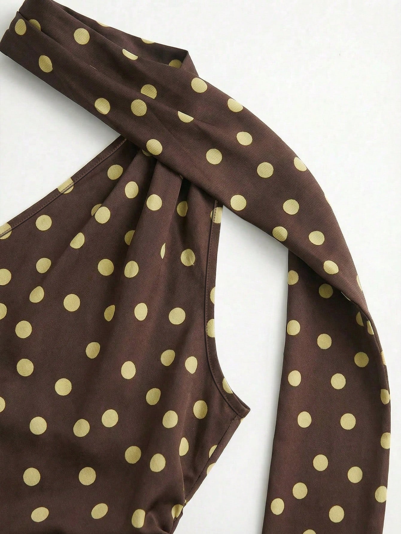 Women's Fashion Vacation Polka Dot Print Elegant Casual Sexy Asymmetrical Shoulder Asymmetric Ruched Fitted Tie-Front Dress, Back To School Outfit Party