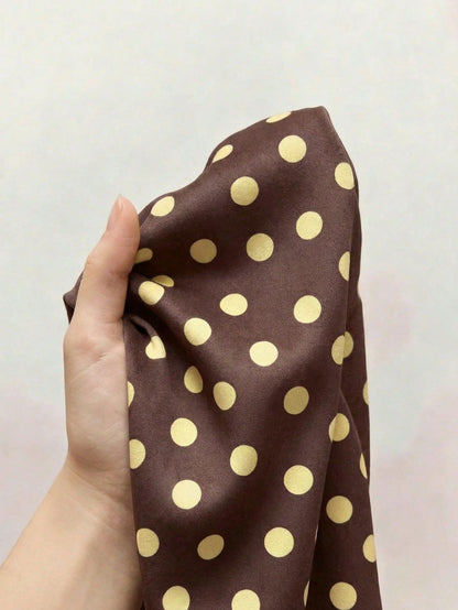 Women's Fashion Vacation Polka Dot Print Elegant Casual Sexy Asymmetrical Shoulder Asymmetric Ruched Fitted Tie-Front Dress, Back To School Outfit Party