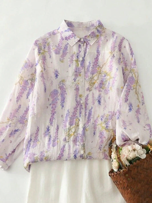 Women's Floral Print Elegant Long Sleeve Blouse Vacation