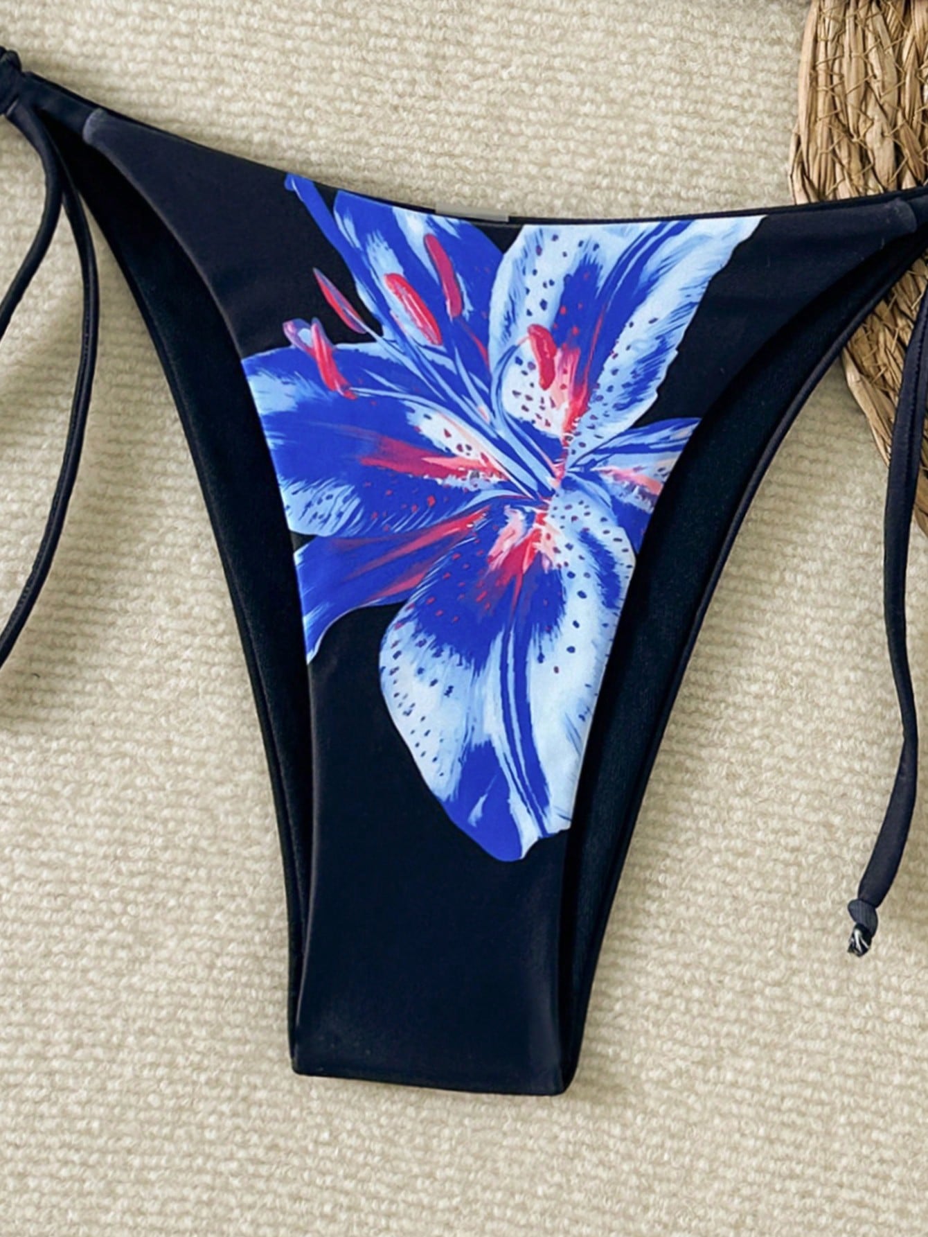 Women's Floral Print Tie-Front Bikini Set, Includes Triangle Top And Tie-Side Bottoms, Suitable For Parties, Gatherings, And Summer Vacation Outfits. Made Of Stretchy, Breathable Fabric, Elegant Swimw