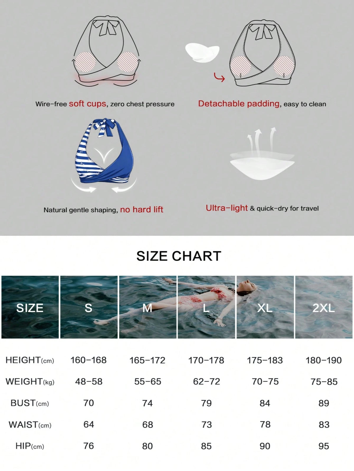 Women's Halter Bikini Set, Anchor Print & Striped Details, Sexy Swimsuit, Suitable For Beach, Holiday, Summer Vacation, Travel, New Arrival