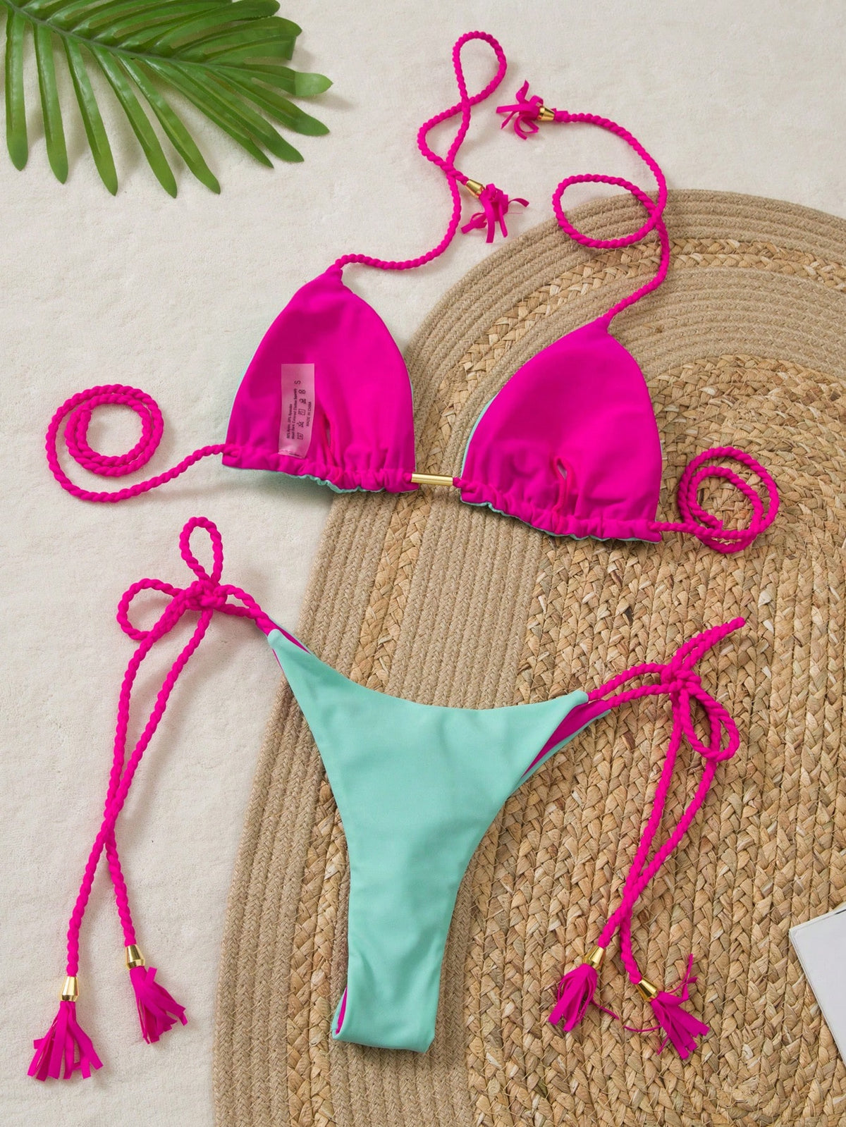 Women's Halter Tie Sexy Backless High-End Bikini 2025 New Braided Separate Swimwear Set Vacation Beach Summer