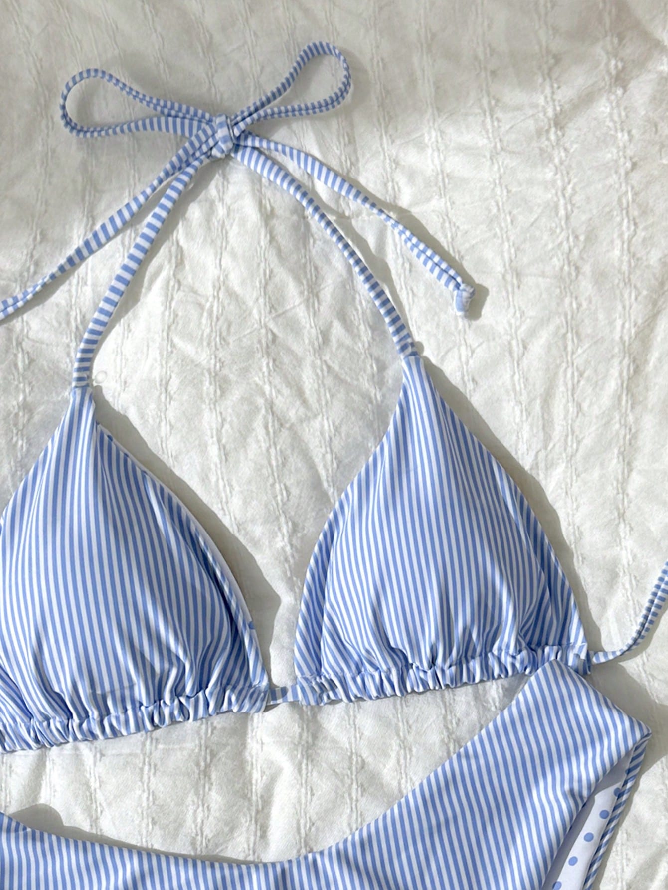 Women's Halter Tie Solid Color Sexy Bikini Swimwear Set For Beach Vacation, Made Of High Elastic Double-Layer Fabric Summer
