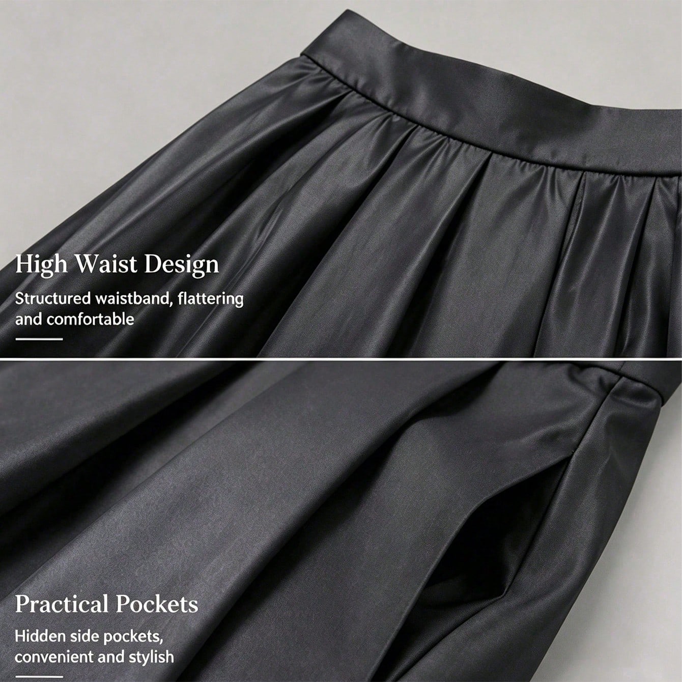Women's High Waist Ruched Wrap Midi Skirt, Vintage Pleated Mid-Length Skirt With Pockets, Cocktail Dress Skirt, Pleated Skirt, Suitable For Autumn Outfits And Travel