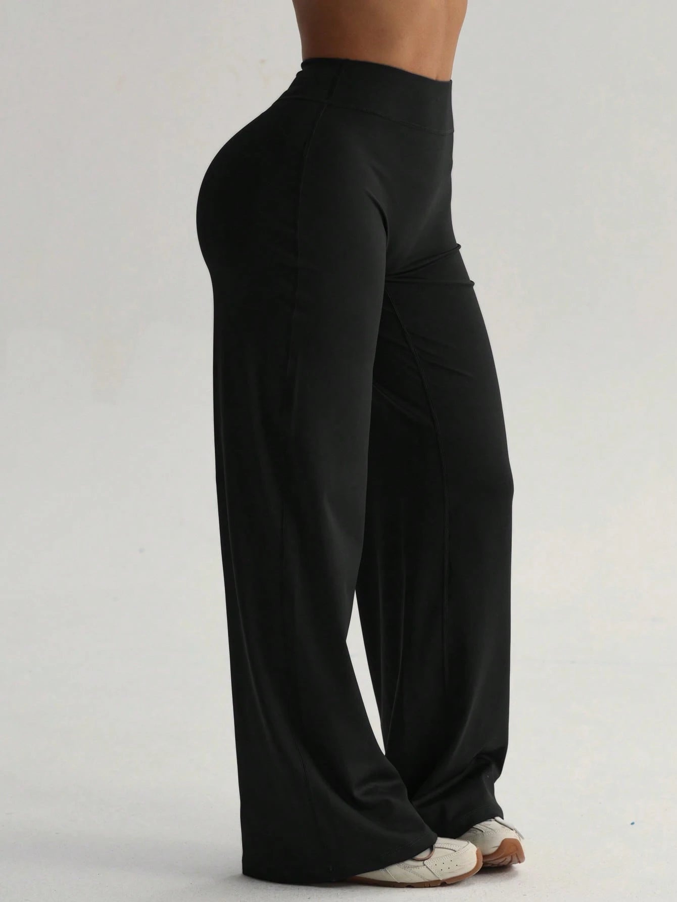 Women's High Waist Wide Leg Pants For Outdoor Exercise, Comfortable Sports Casual Leggings, High Elastic Flare Pants For Commuting & Yoga, Knit Fabric, Stretchy & Comfortable, Suitable For Daily Wear