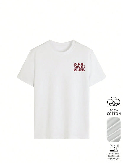 Women's Interesting & Cool "Auntie Club" Pattern Loose T-Shirt, 100% Cotton Comfortable Round Neck Top, Auntie Life Style, Suitable For Family Gatherings, Weekend Outings, Vacations, And Gifts For Aun