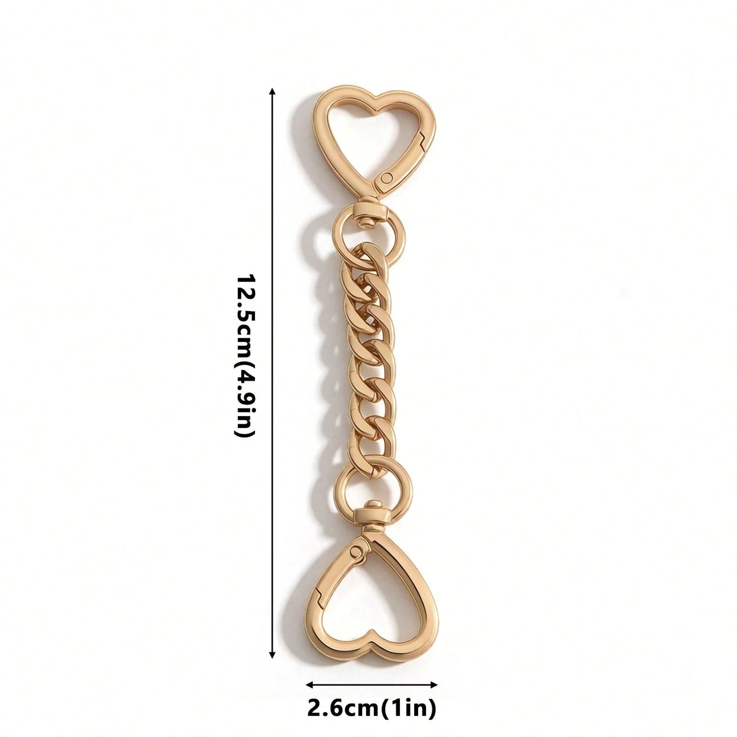 Women's Keychain Chain With Heart Shape Buckle – Metal Bag Extension For Keys & Purses