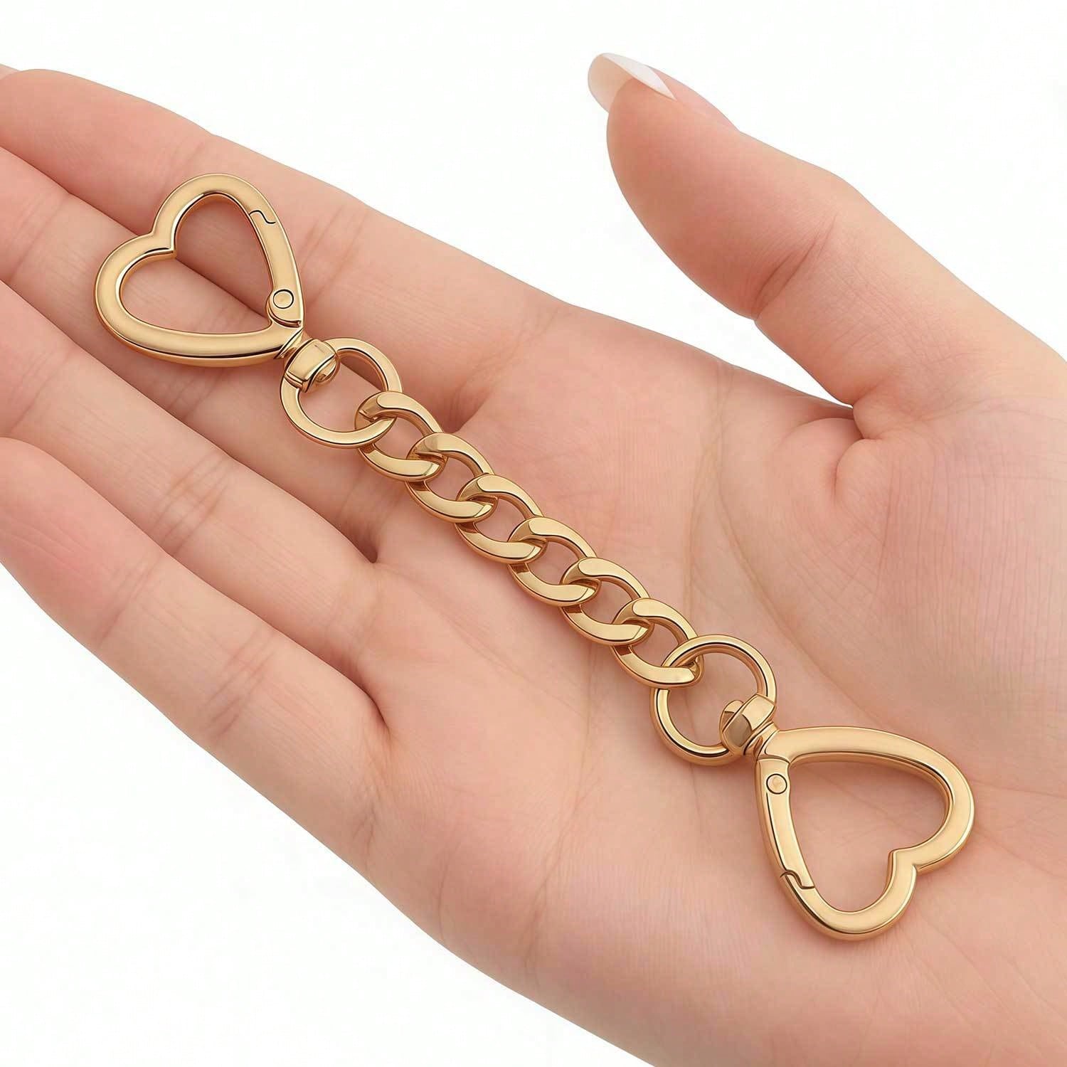 Women's Keychain Chain With Heart Shape Buckle – Metal Bag Extension For Keys & Purses