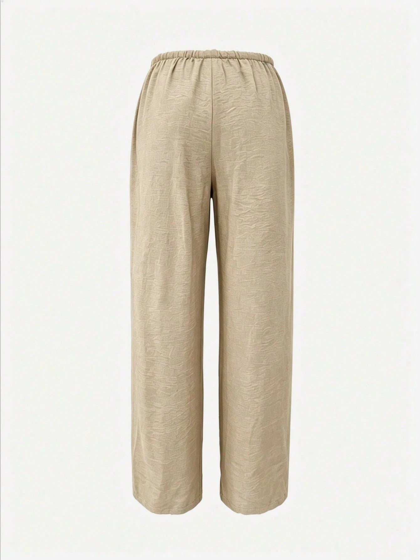 Women's Linen Color Wide Leg Pants, Elastic Waist Drawstring Loose Relaxed Casual Lightweight Breathable Trousers, Summer, Vacationcore