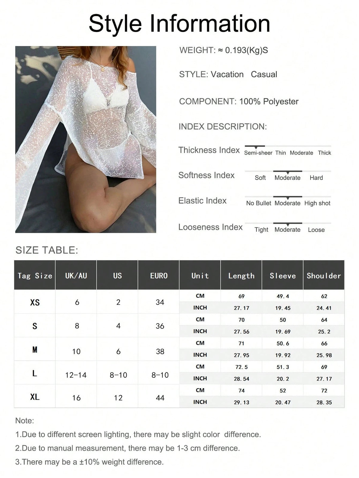 Women's Loose Casual Thin Chiffon Beach Cover Up Dress, Summer Vacation