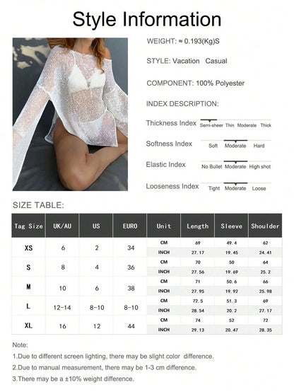 Women's Loose Casual Thin Chiffon Beach Cover Up Dress, Summer Vacation