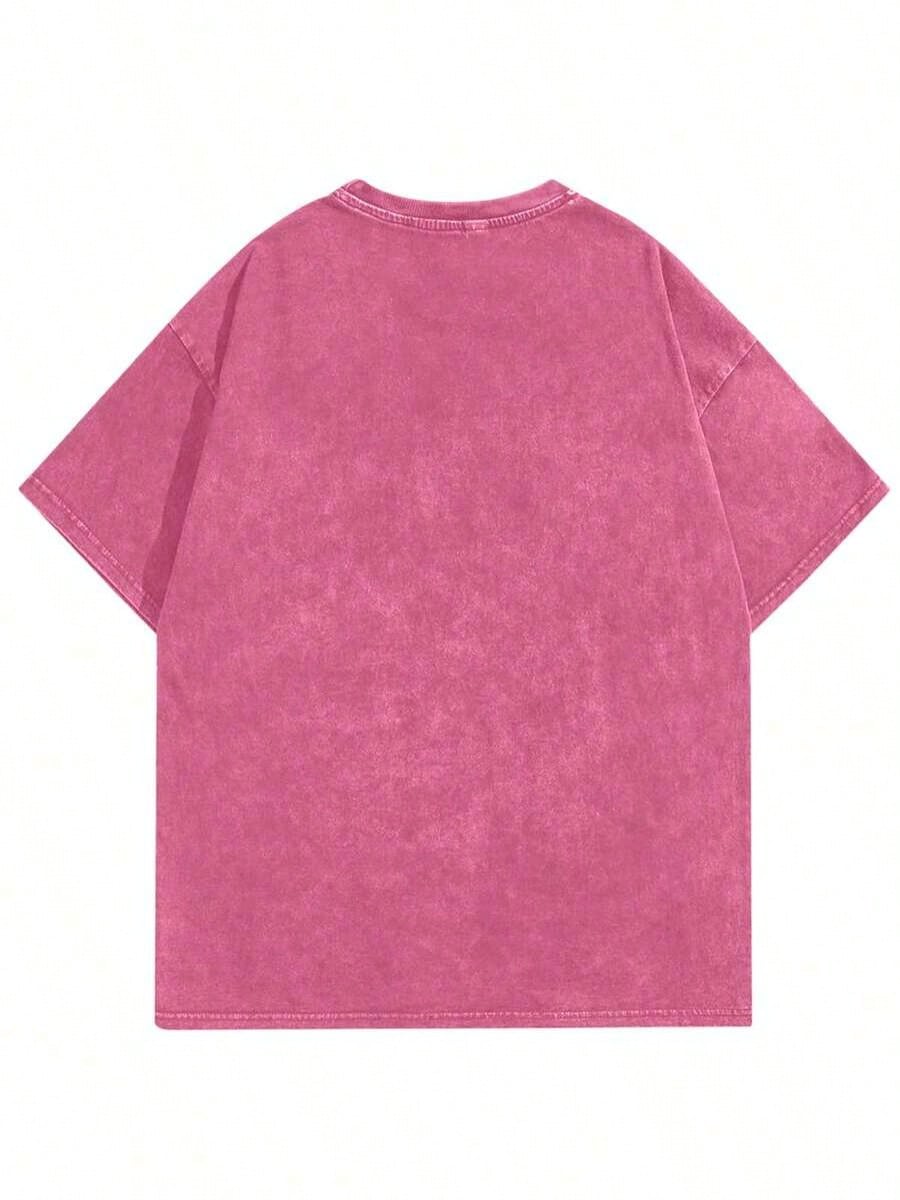 Women's Minimalist Printed Round Neck Short Sleeve Washed Cotton T-Shirt Cute T Shirt Washed T Shirt Anti-Wrinkle Cotton T-Shirt