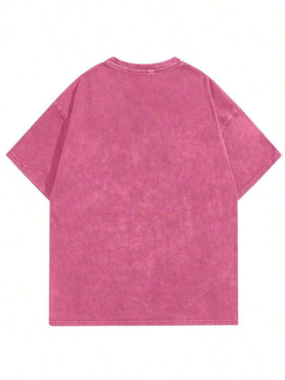 Women's Minimalist Printed Round Neck Short Sleeve Washed Cotton T-Shirt Cute T Shirt Washed T Shirt Anti-Wrinkle Cotton T-Shirt