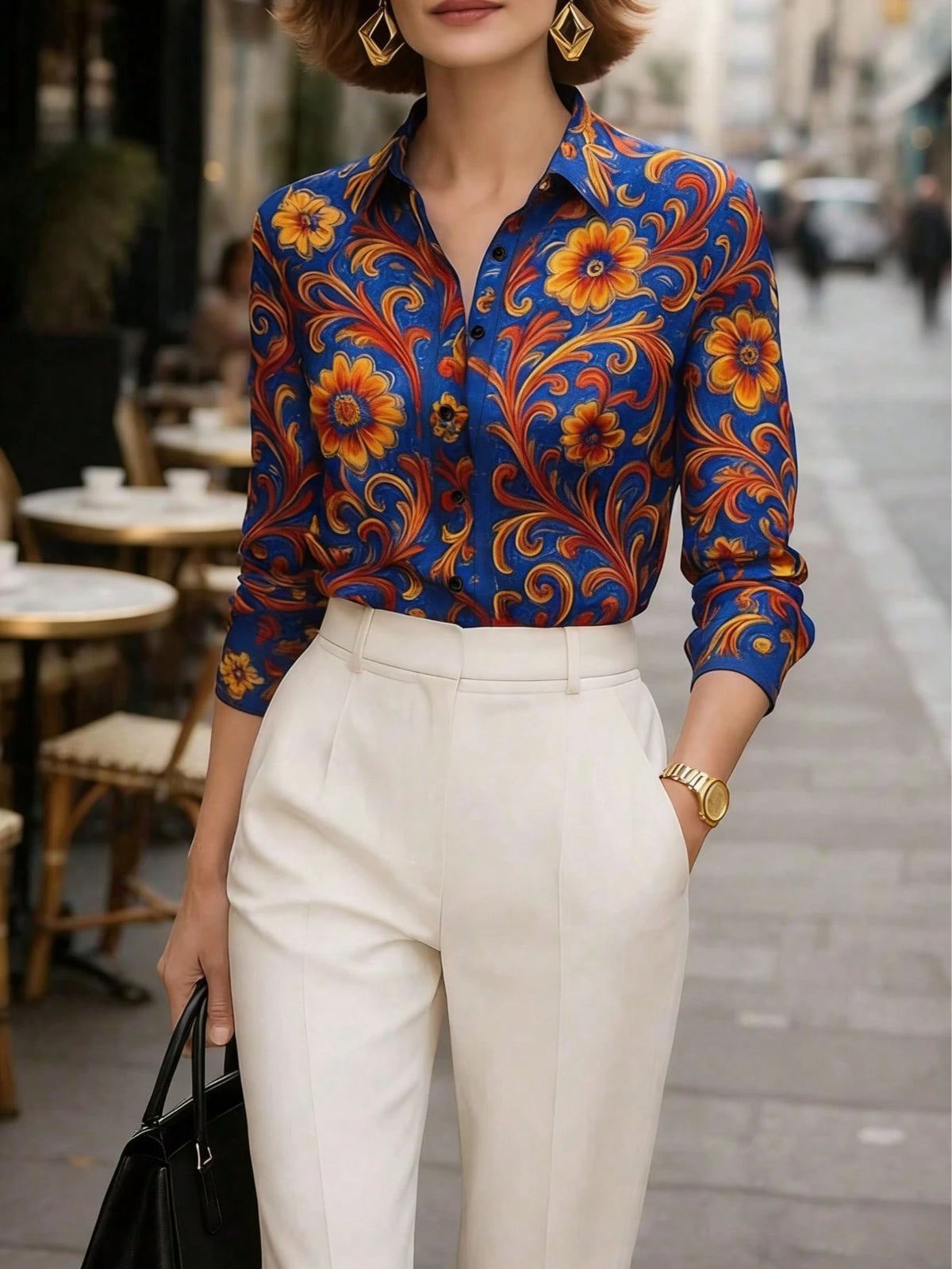 Women's New Bestselling Office Shirt: Comfortable Casual Elegant Printed Long Sleeve Top, Minimalist Commuting Design, Essential For Autumn Vacation Spring