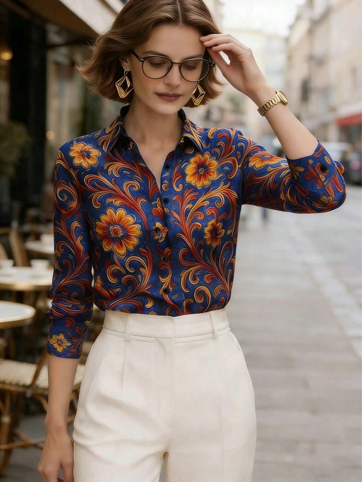 Women's New Bestselling Office Shirt: Comfortable Casual Elegant Printed Long Sleeve Top, Minimalist Commuting Design, Essential For Autumn Vacation Spring