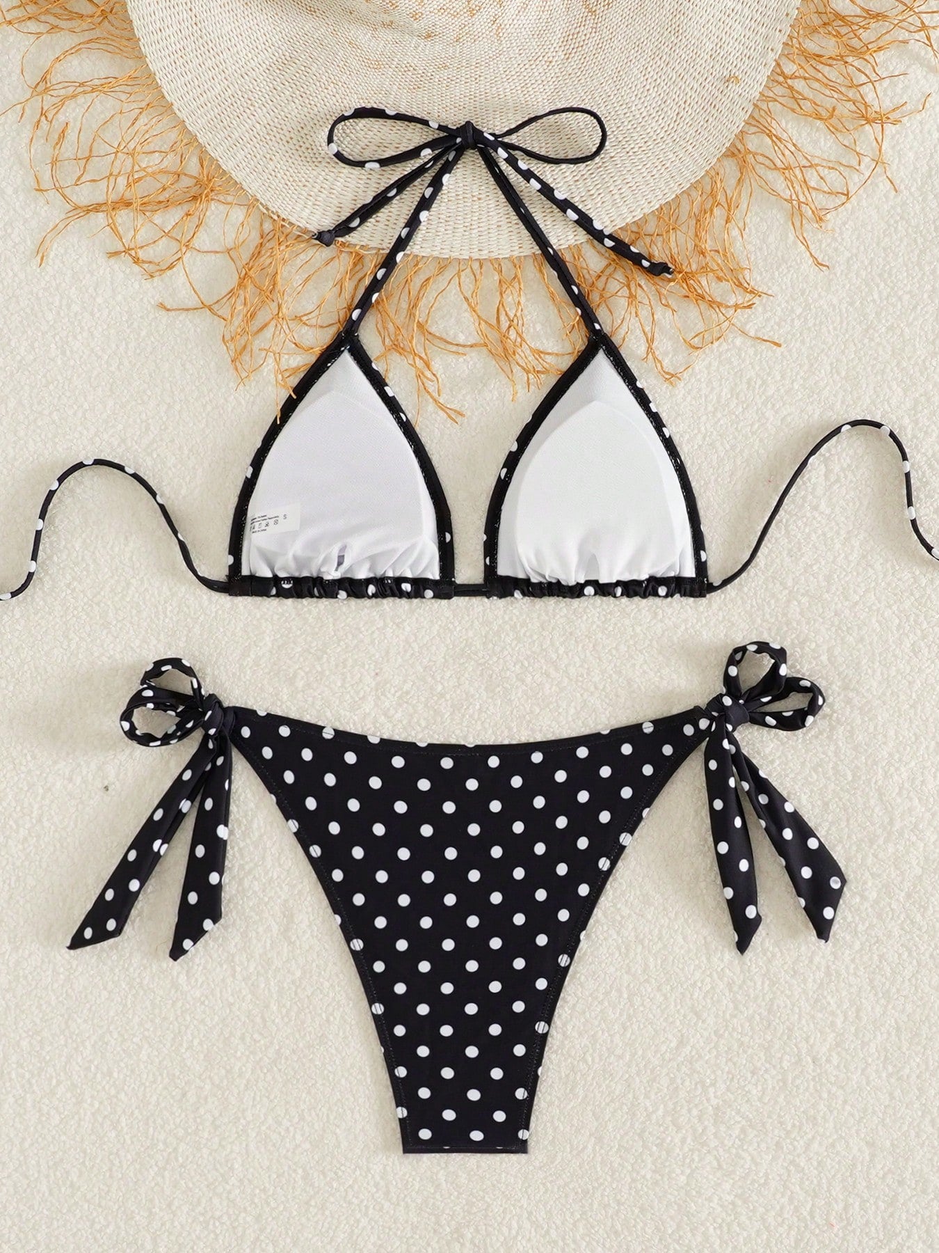 Women's Polka Dot Halter Bikini Set, Cute Tie-Side Swim Bottoms, Medium Stretch Fabric, Perfect For Beach Vacation Summer