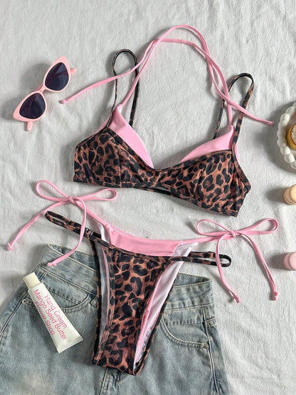 Women's Retro Animal Stripe Bikini Swimwear Casual Fashion Set Summer Vacation Beach