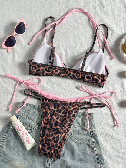 Women's Retro Animal Stripe Bikini Swimwear Casual Fashion Set Summer Vacation Beach
