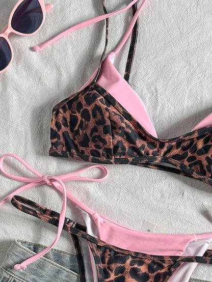 Women's Retro Animal Stripe Bikini Swimwear Casual Fashion Set Summer Vacation Beach