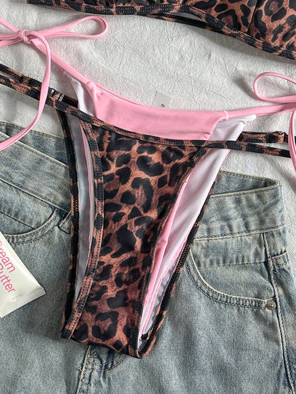 Women's Retro Animal Stripe Bikini Swimwear Casual Fashion Set Summer Vacation Beach