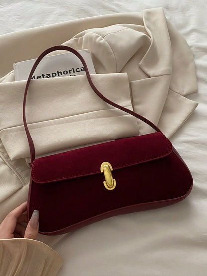 Women's Retro Faux Leather Flap Decor Underarm Shoulder Bag, Suitable For Dates, Outings, Parties And Other Occasions