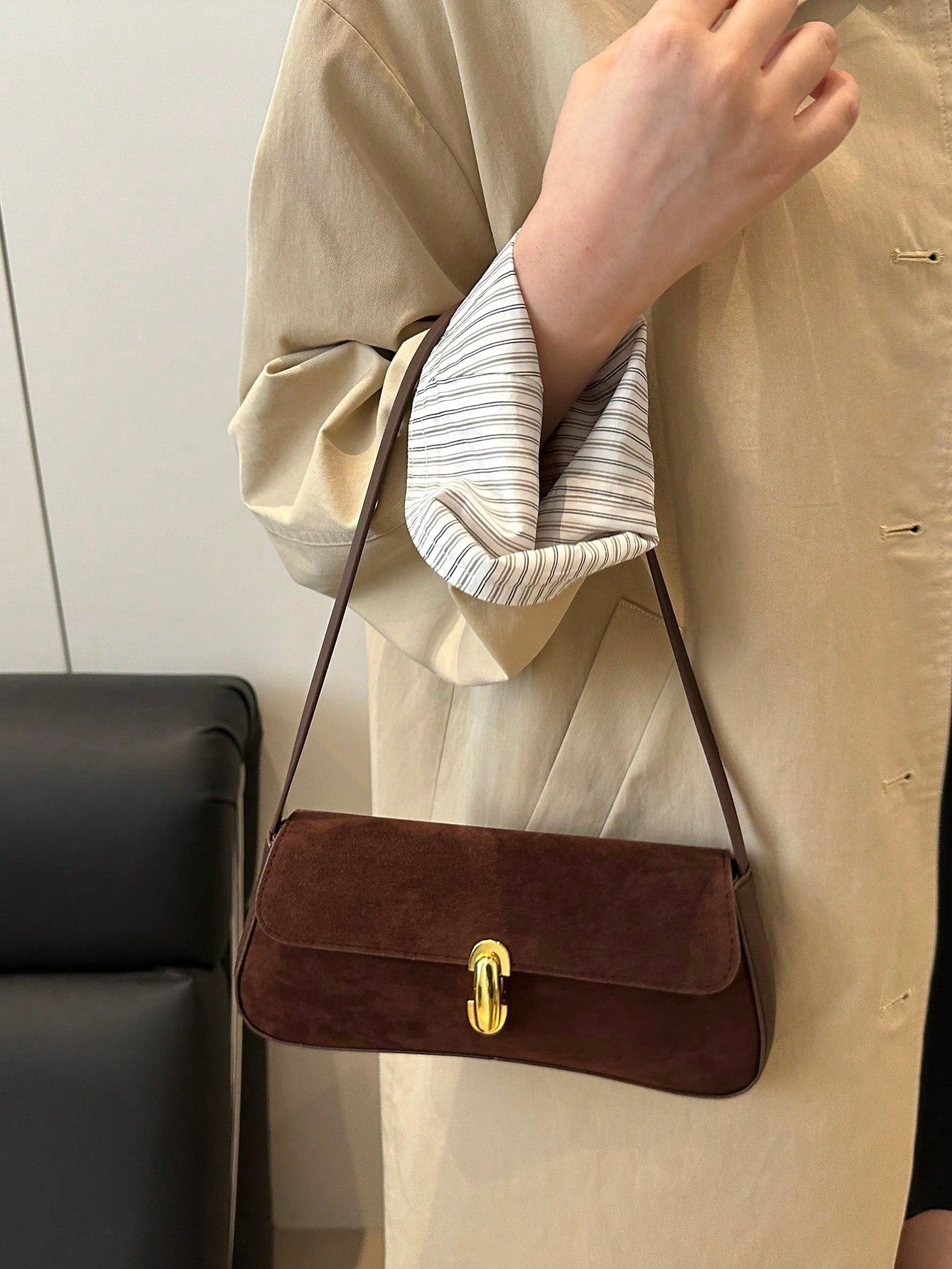 Women's Retro Faux Leather Flap Decor Underarm Shoulder Bag, Suitable For Dates, Outings, Parties And Other Occasions