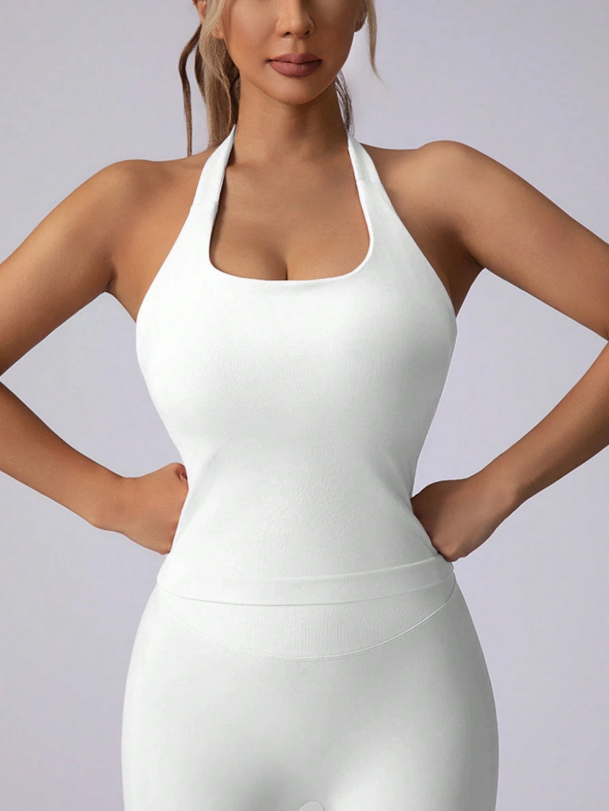 Women's Seamless Long Spaghetti Strap Workout Top, Built-In Bra With Removable Padding, Sports Yoga Tank Top, Athleisure
