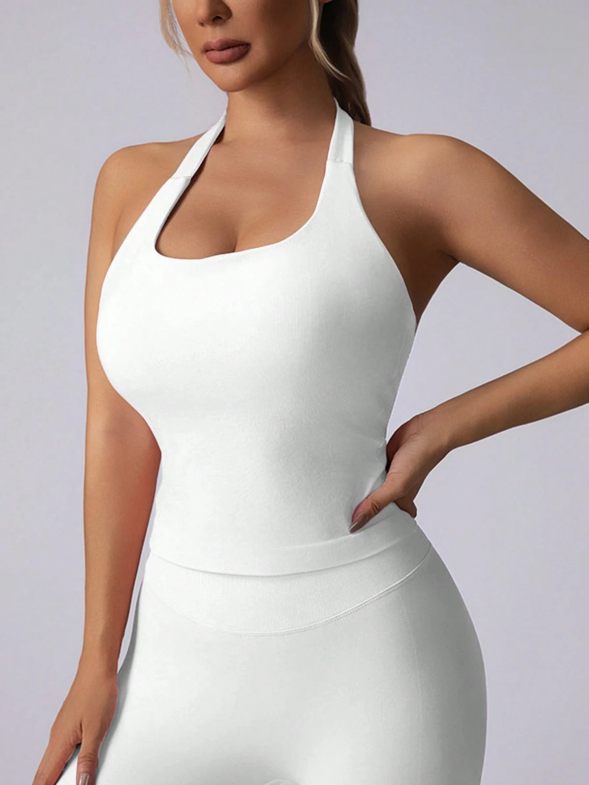 Women's Seamless Long Spaghetti Strap Workout Top, Built-In Bra With Removable Padding, Sports Yoga Tank Top, Athleisure