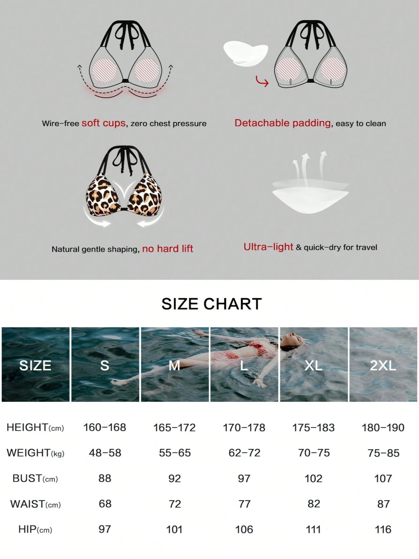 Women's Sexy Casual Halter Leopard Print Bikini Set With Pink Floral Accents Swimwear Bottoms For Beach New Arrival Festival Summer Random Vacation
