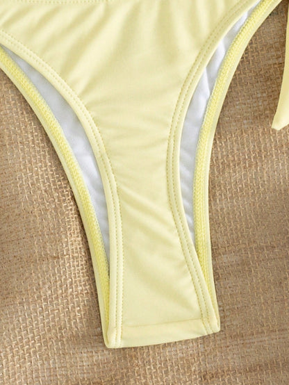 Women's Sexy Fashion Youthful Minimalist Lively Cute 2 Pieces Set Romantic Beach Vacation Travel Party Full Body Red Polka Dot Print Gold Trim Yellow