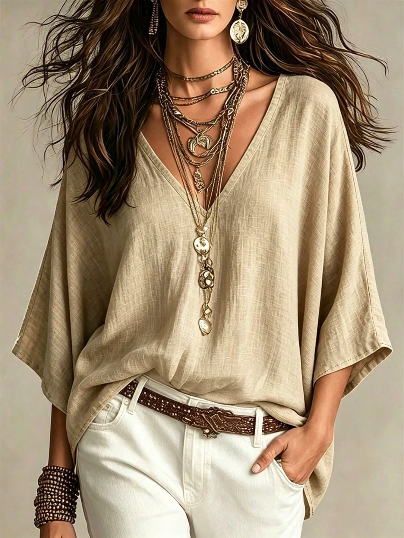 Women's Simple Casual Comfortable Loose Linen Shirt Blouse